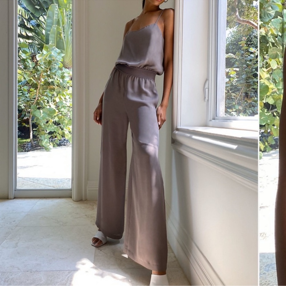 Aritzia Babaton Scala Wide Leg Jumpsuit in Taupe